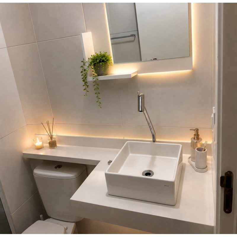 Bancada em Porcelanato 70x40 com Braço de 60x15 – Produção Sob Medida