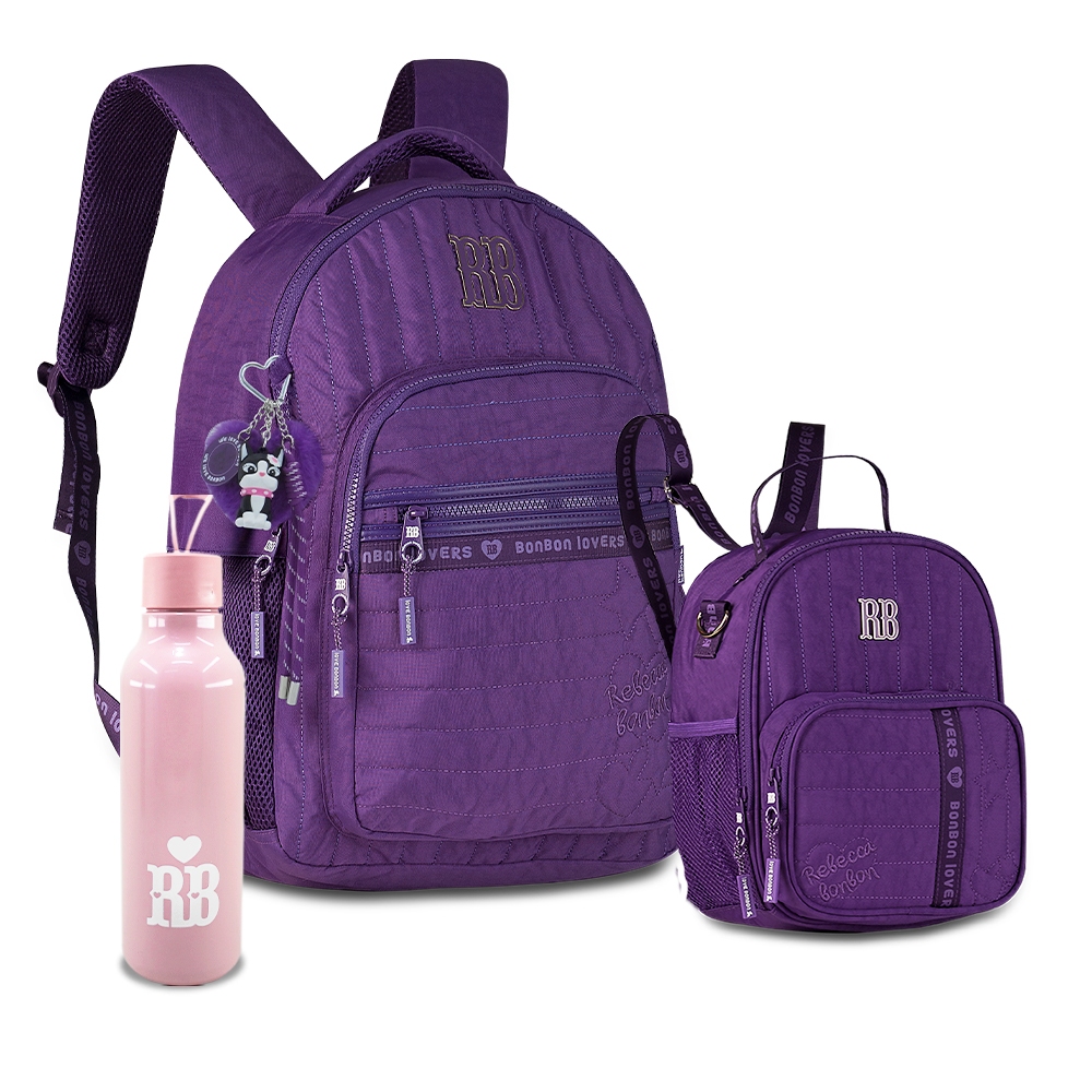 Kit Mochila Com Lancheira Rebecca Bonbon Oficial RB Coleção 2026 Feminina Squeeze 700ml Cute