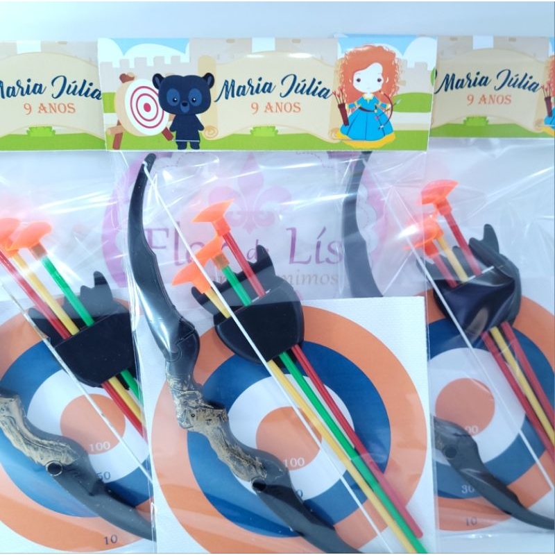 Arco e Flecha Personalizado Valente Mérida Lembrancinha