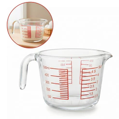 Jarra Medidora de Vidro 500ml c/ Alça – Resistente ao Calor e com Bico Dosador para Receitas