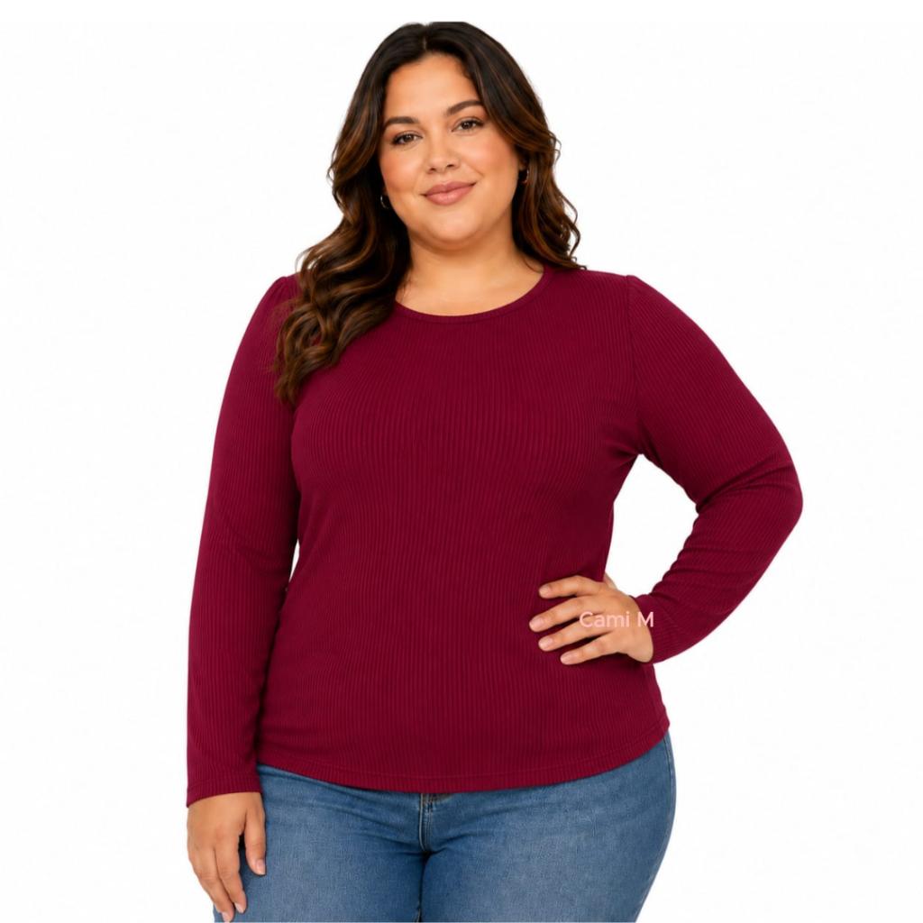 Blusa Térmica Feminina Atoalhada Canelada Manga Longa Inverno Quentinha Confortável Elegante