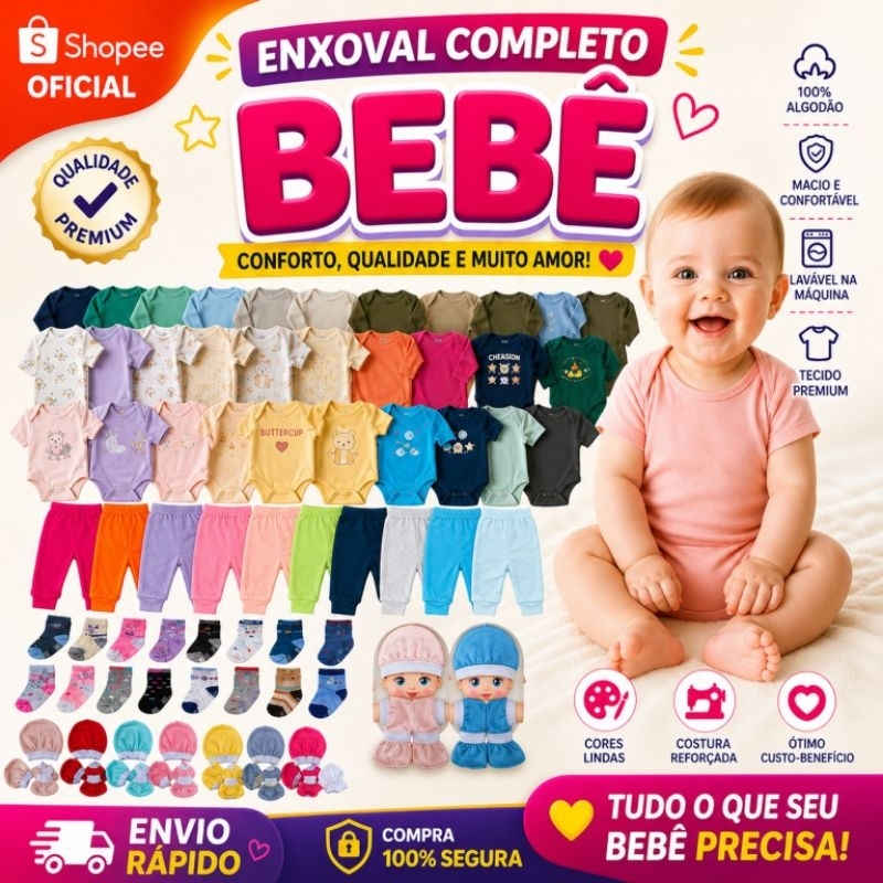 Kit 30 Peças Roupas de Bebê  menina menino Enxoval saida de Maternidade