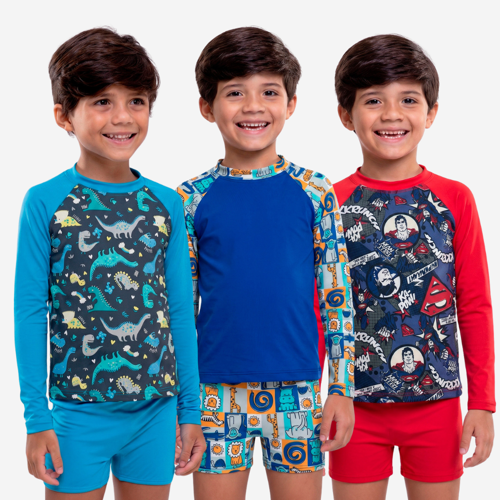 Conjunto UV Infantil Masculino Proteção Térmico 50+ 2 4 6 8 anos