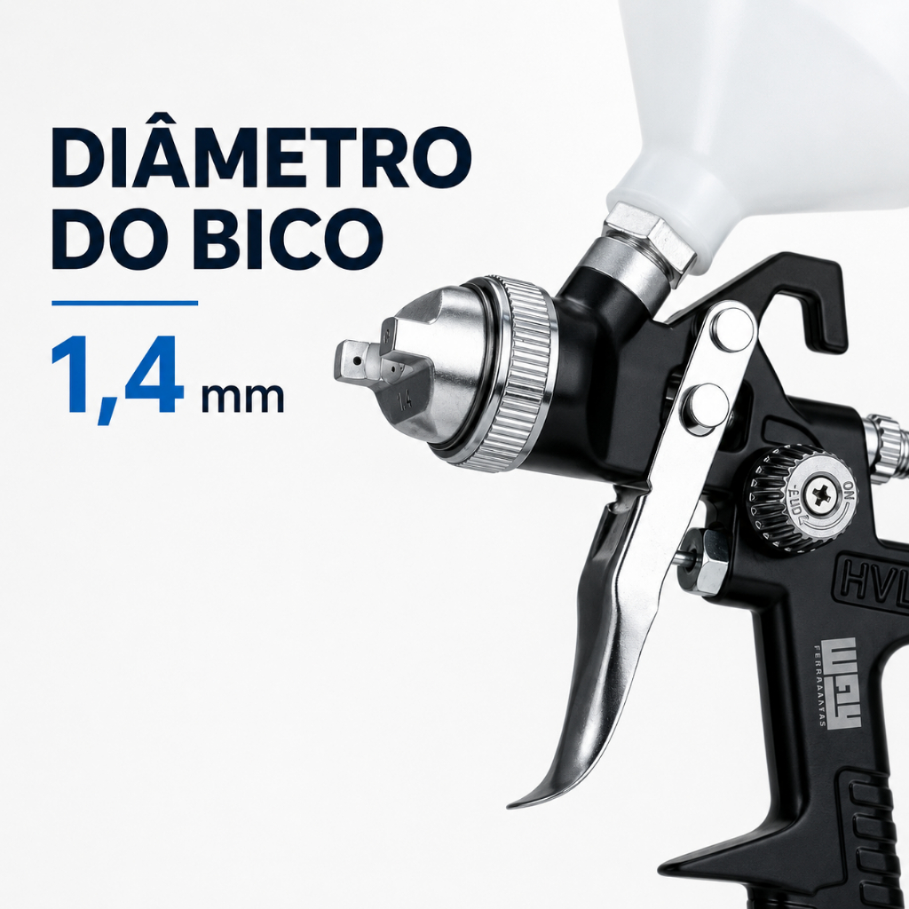 Pistola Pintura Gravidade HVLP 1,4mm 600ml Importway Regulagem de Ar · foto 2