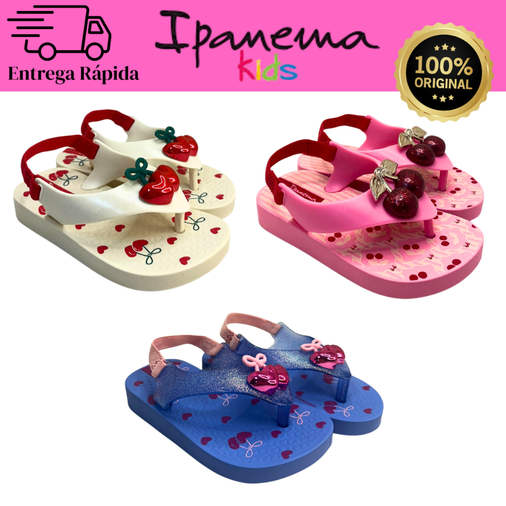 Chinelo de Dedo Bebê Ipanema Belle com Elástico Antiderrapante Leve Confortável 27248