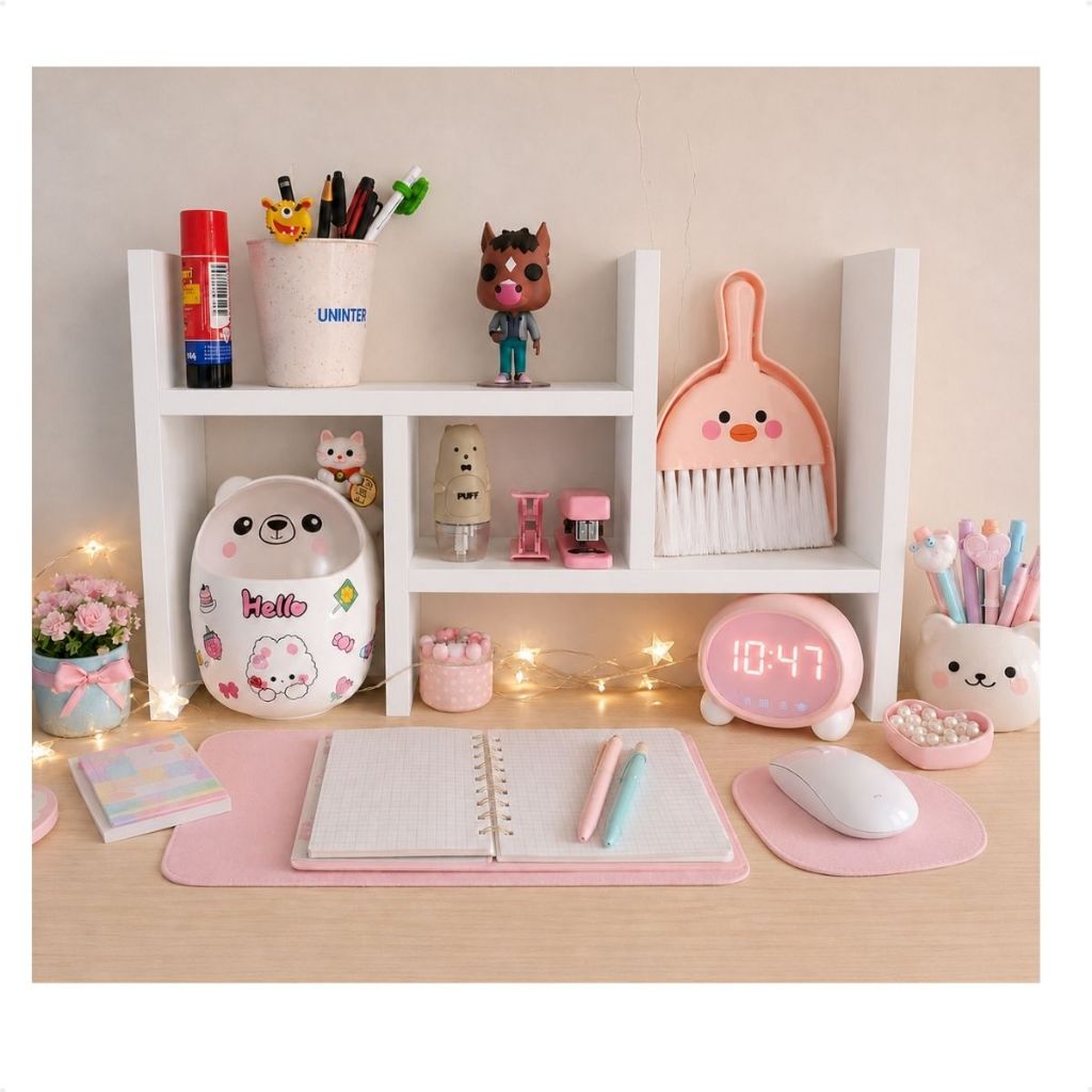 Nicho Organizador Ajustável De Mesa Decoração Livros Quarto Escritório Branco