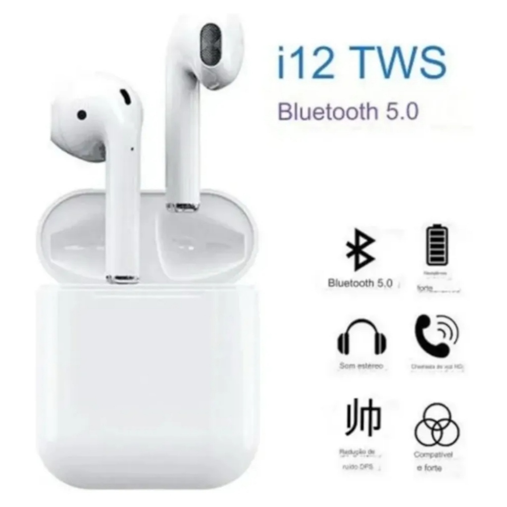 Fone de ouvido i12 Tws Bluetooth 5.0 Com Microfone Para IOS Android Recarregável Sem Fio Barato