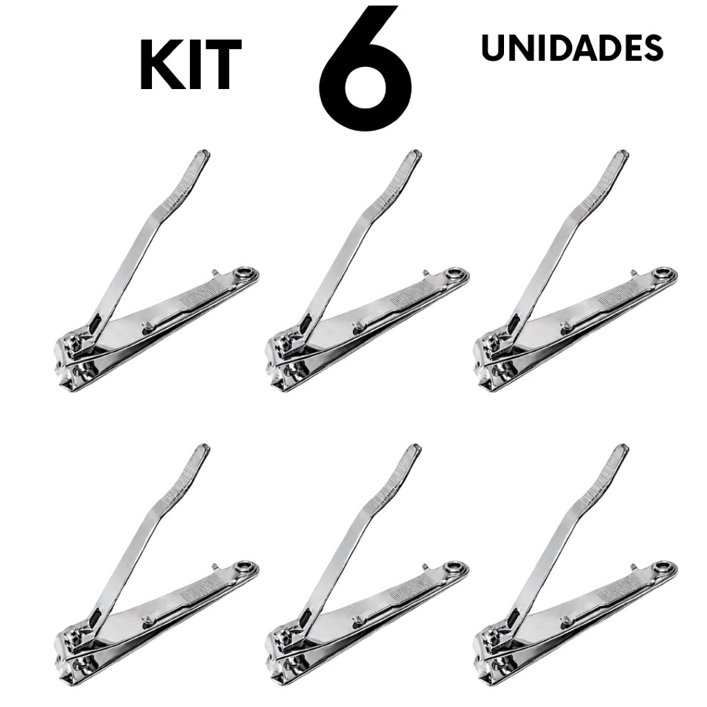 Kit 6 Unidades de Cortador De Unha Profissional Inox 7,5cm Precisão Para Manicure