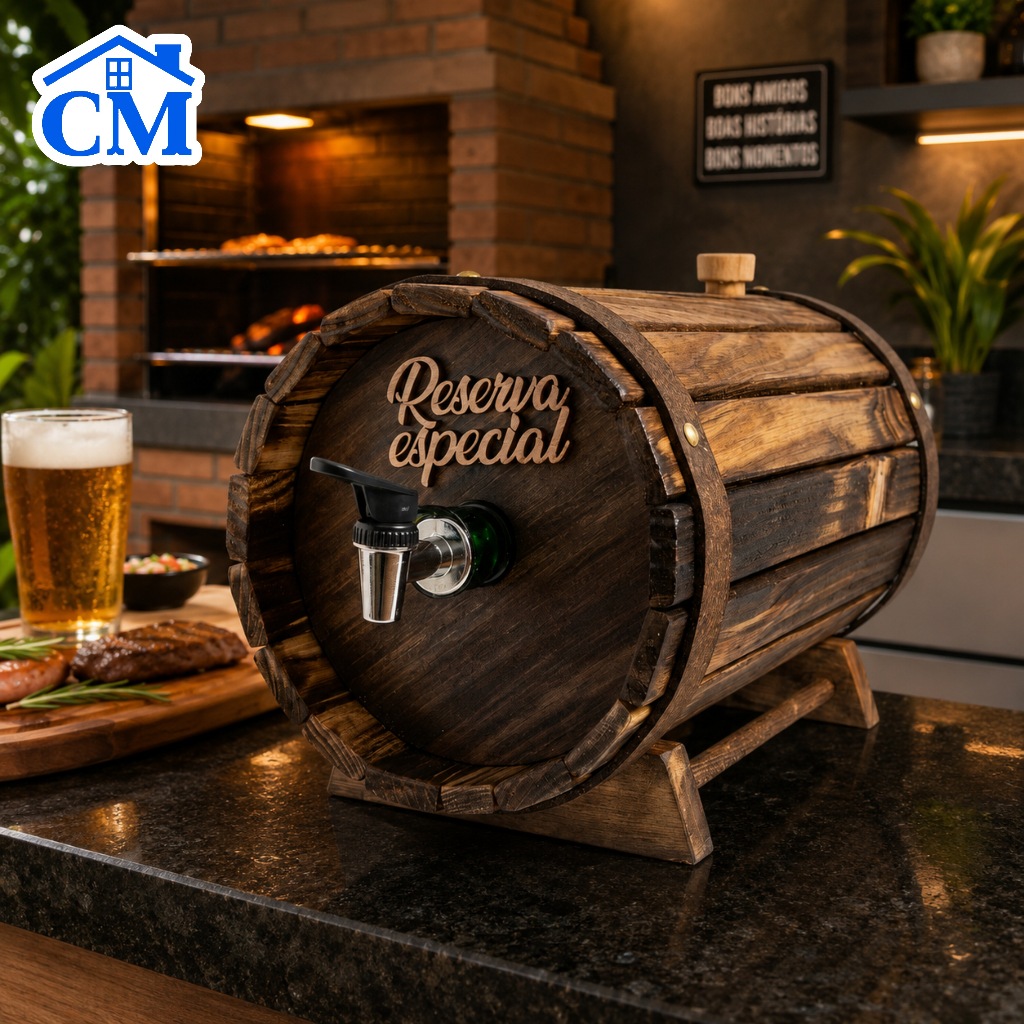 Pingômetro Barrica 5 Litros Madeira Artesanal Barril de Cachaça Artesanal Churrasco / Decoração Casa