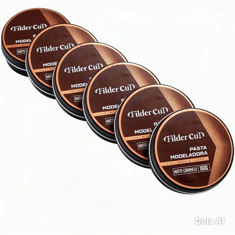 Pomada Modeladora Perfumada Efeito Matte Caramelo Fixa Modela E Da Brilho Cabelo Kit Com 6