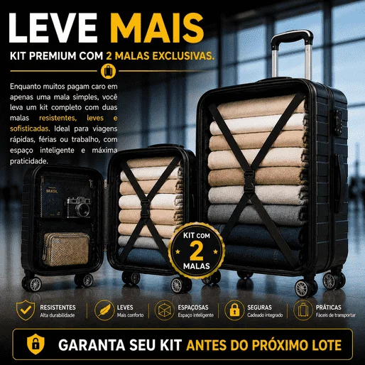Kit Mala De Viagem 18 e 20 Polegadas Com Rodinhas 360° Cadeado De Segurança Mala Bordo Premium Resistente