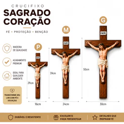 Crucifixo Jesus De Parede Feito Em Madeira E Resina Decorativo Para Ambientes Religiosos E Oração