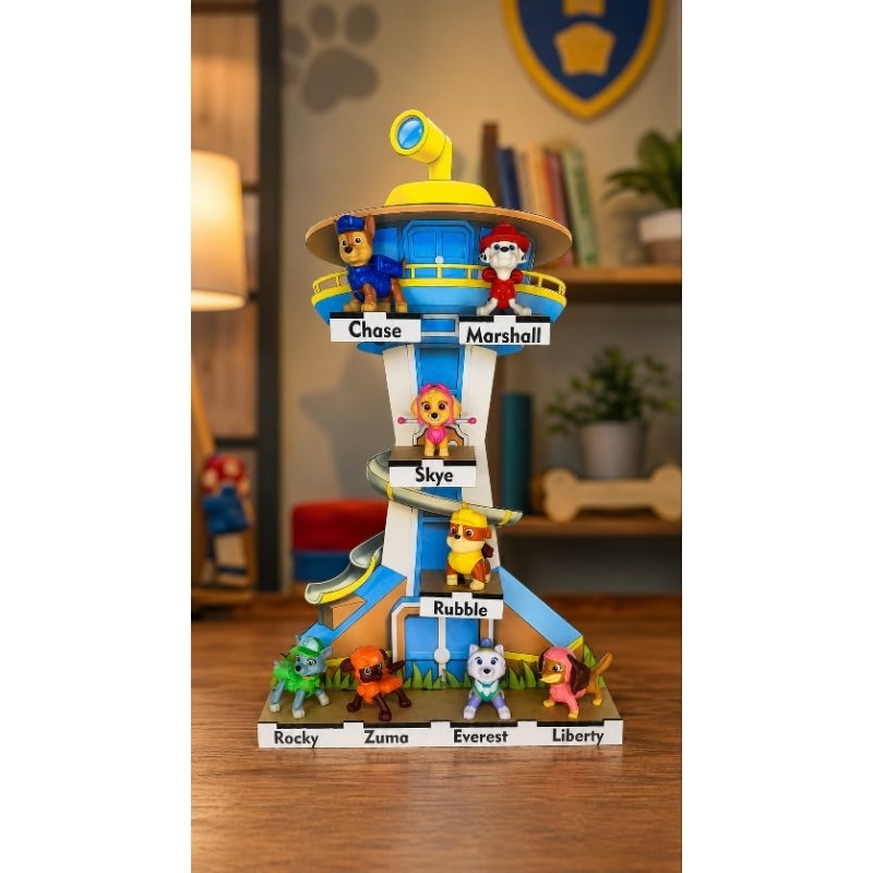 Expositor Torre de observação Patrulha Canina em MDF - Expositor Decorativo para coleção kinder ovo (colorido)