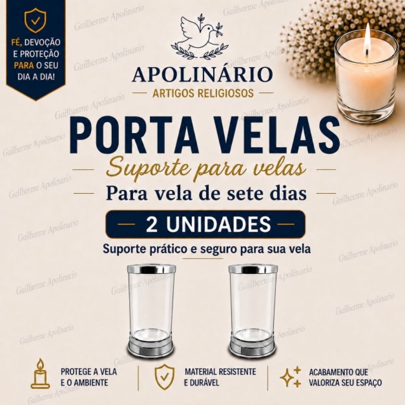 Kit C/ 2 Suporte De Vela 7 Dias, Suporte Porta Velas, Protetor De Vela