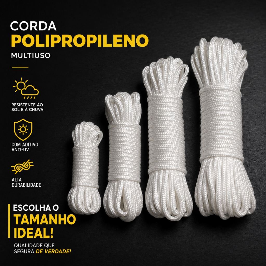 Corda Para Varal 10m /20m / 30m /40 metros - Varal de Teto Quintal Ap 2mm