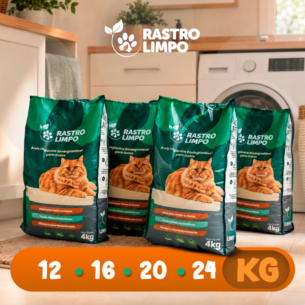 Areia 12 a 24 Kg Biodegradável Grãos Finos Rastro Limpo Premium Torrões Firmes para Gatos