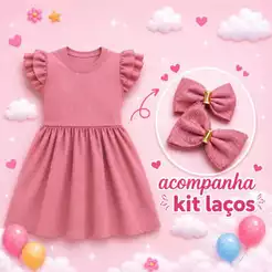 Vestido Infantil Menina Premium Três Marias 2 ao 8 Anos Algodão Conforto Princesa Festa Confortavel