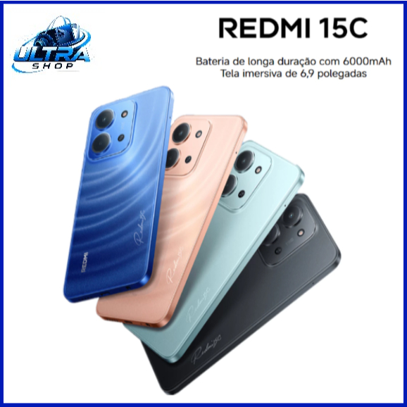 Celular Smartphone Redmi 15C 4G 256GB + 8GB OU 4GB RAM 6.9" 6000mAh 50mp