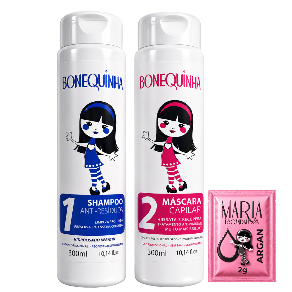 Kit Anti-frizz Bonequinha Escandalosa Shampoo e Máscara 2x300ml