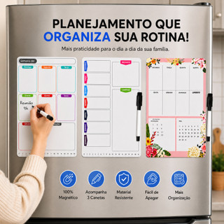 Planner Organizador Lembrete Mensal Semanal Planejamento Magnetico Ima Geladeira Multiuso…