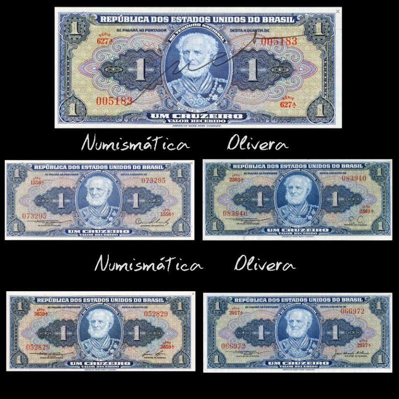 Cédula antiga Brasil 1 cruzeiro Marquês de Tamandaré.