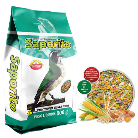 Saporito Mix Frutas Biotron Ração Alimento Trinca Ferro 500g da Biotron Nutrição Equilibrada