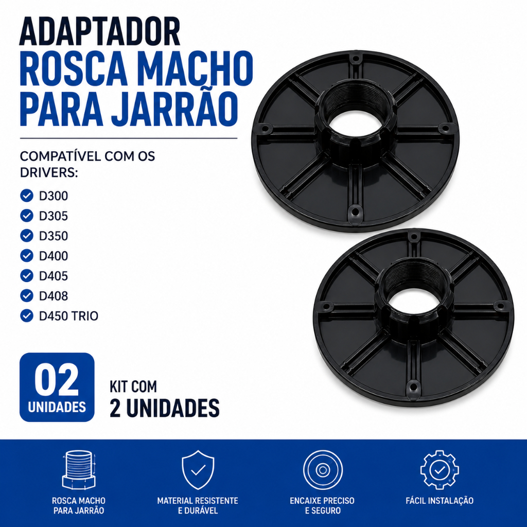 2 Adaptador Universal Para Driver Corneta 1 Polegadas D305 D405 D408 Abs som automotivo profissional