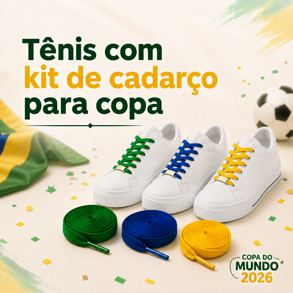 Tênis Feminino Casual Branco Bellinda + Kit Cadarços Brasil Crie Seu Estilo para Copa