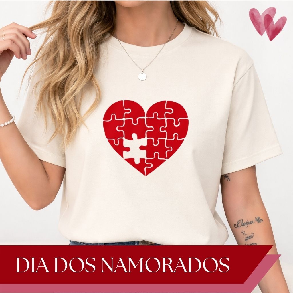 Blusa Feminina Estilosa T-shirt Camiseta Estampada Presente Romântico Para Dia Dos Namorados Blusa de Algodão