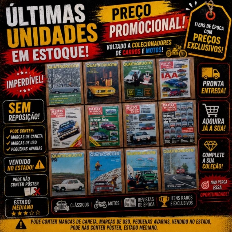 Revistas Auto Motor Sport e Quattroruote Importadas - Escolha a Edição - Venda Avulsa - Colecionador