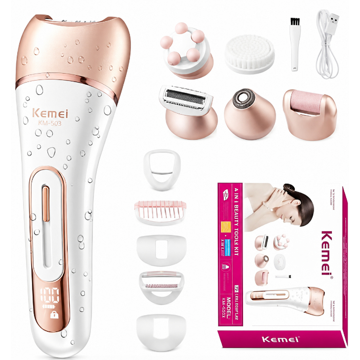 Kemei Depilador 6053  Feminino Elétrico, Barbeador Feminino, Perna Corpo Depilação Depilador KM 6053