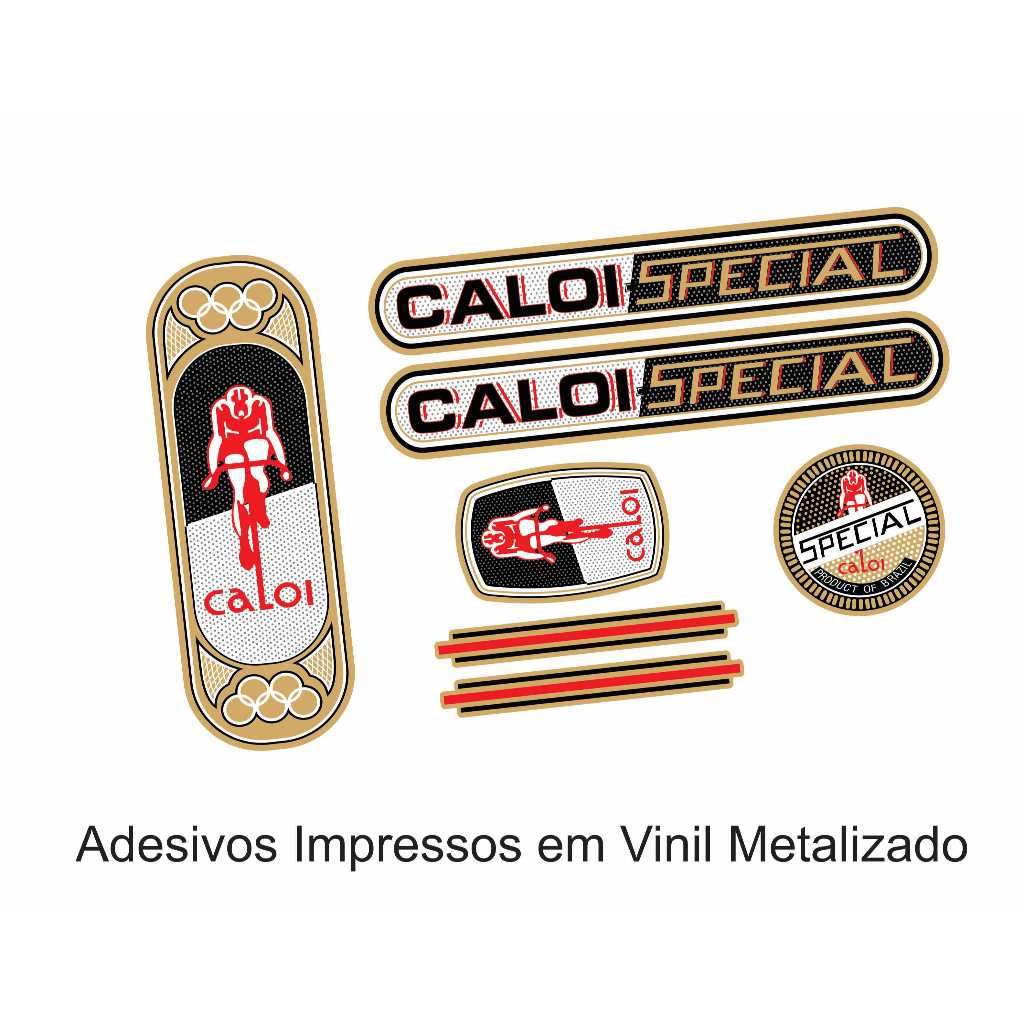 Kit Adesivos Bicicleta Caloi Berlineta Fittipaldi 1975 Dourado Metalizado