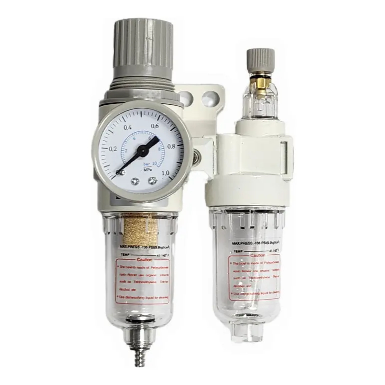 Filtro Regulador Lubrificador Pneumático 1/4 BSP com Manômetro FRL Compressor de Ar