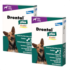 Kit 2 Vermífugo Elanco Drontal Plus Sabor Carne Cães 10 Kg - 2 Comprimidos