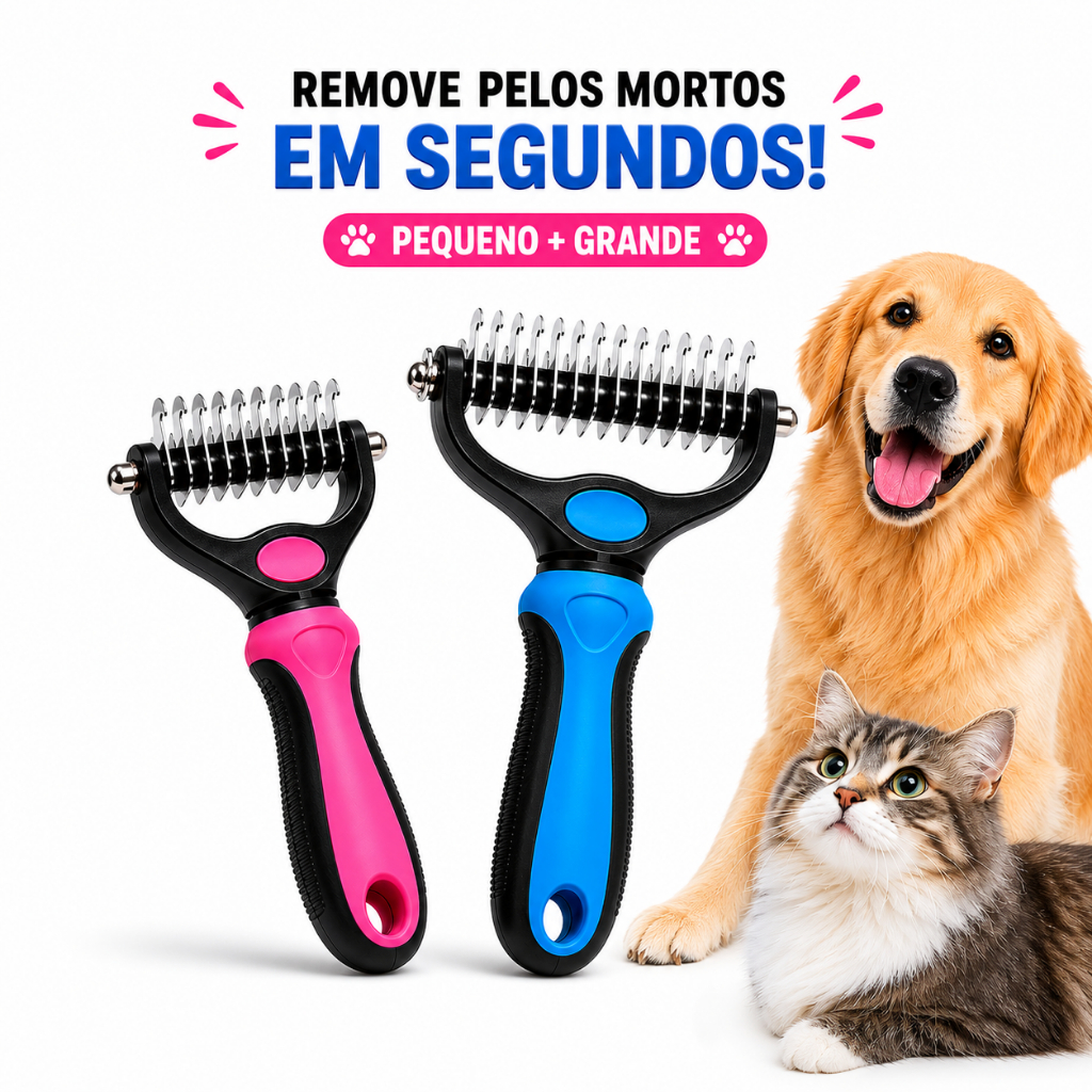 Desembolador Pet Removedor de Pelos Longos | Escova para Cachorro e Gato Anti Queda Profissional