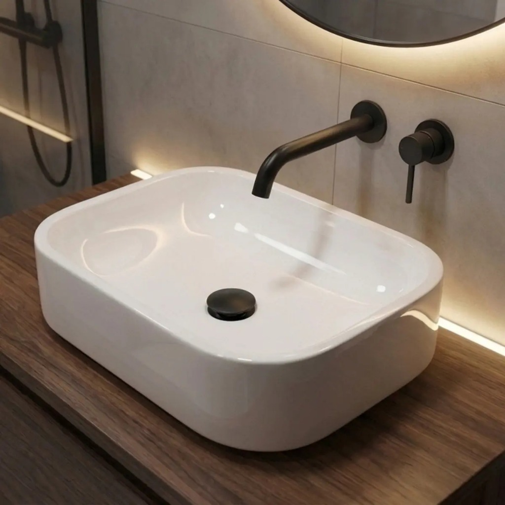Cuba Pia De Apoio Sobrepor 37x27cm Branca Para Banheiro Lavabo Armário Gabinete Suspenso