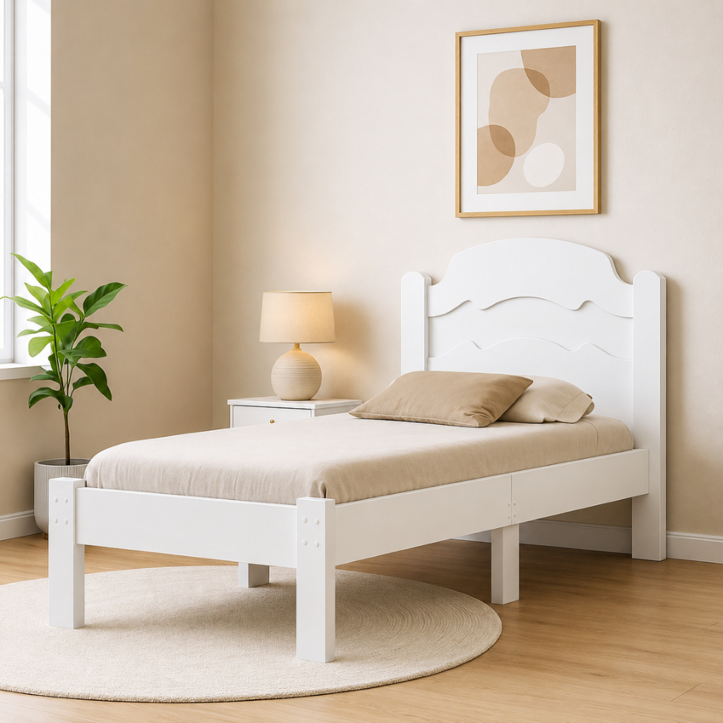 Cama Iris De Solteiro Reforçada De MDF Com 6 Pés Resistentes Para Quarto - Várias Cores