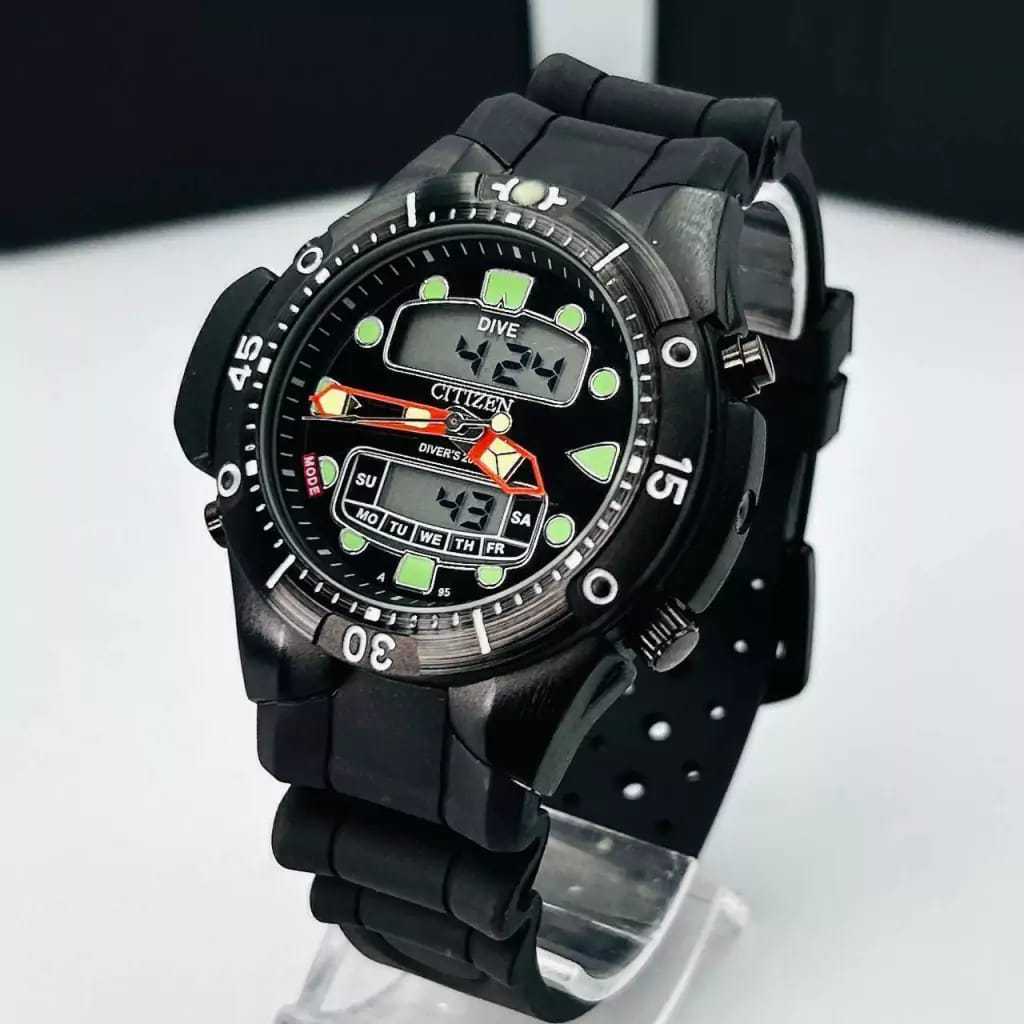 Relógio Aqualand Pro-Master Jp1060 Digital Pulseira Borracha ALL Black Todo Preto