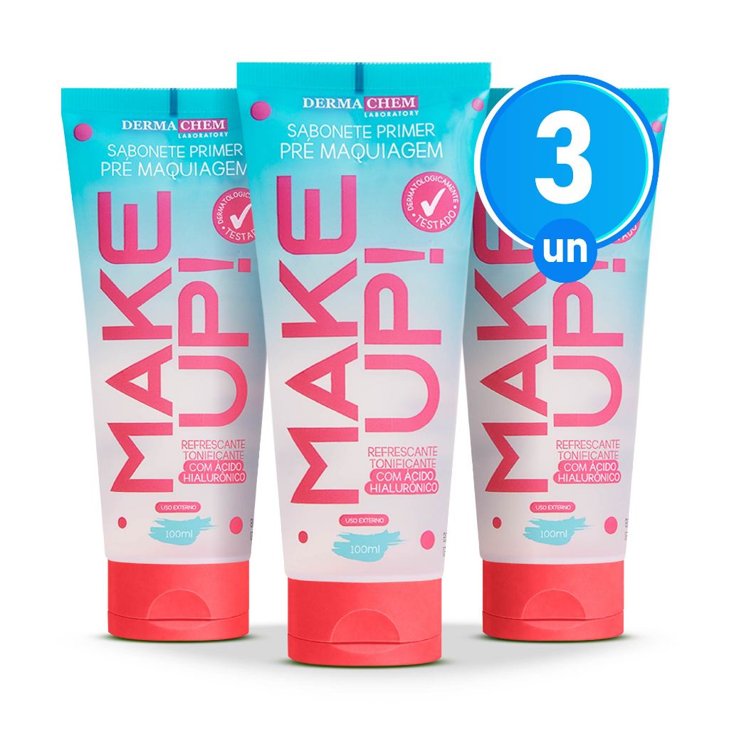 Kit 3 Primer Make Up 100ml Sabonete Facial Dermachem