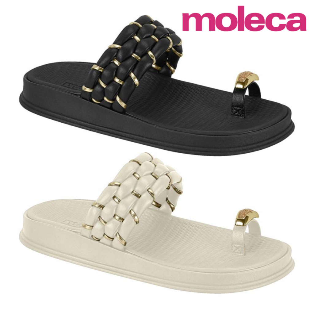 Papete Feminina Moleca Sandália de Dedo Rasteira Plataforma Baixa Confortável Original Lançamento