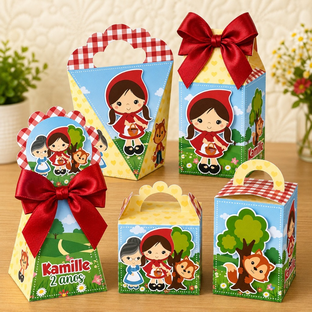 Kit festa tema chapeuzinho vermelho Caixinha Personalizada lembrancinha aniversário chapeuzinho vermelho