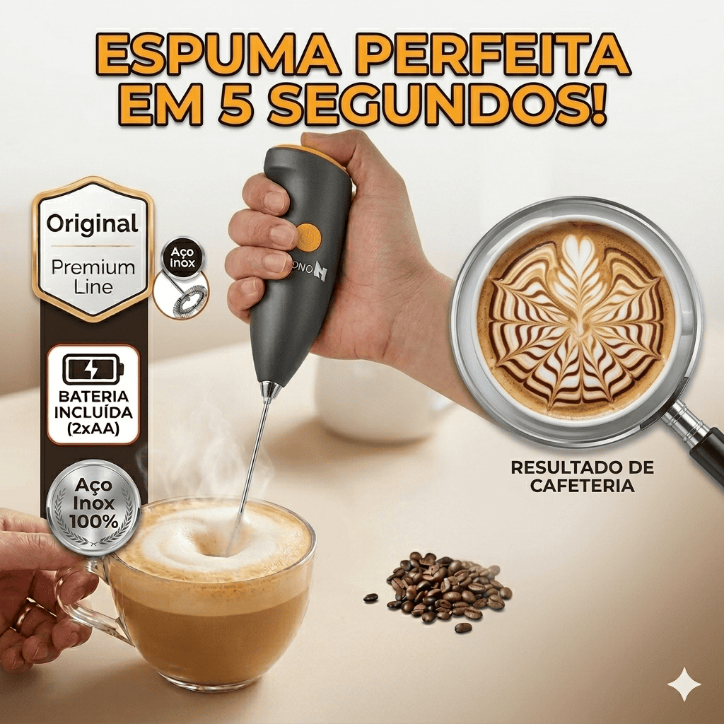 Mini Mixer Misturador De Bebidas Elétrico Portátil Batedor Café Leite Whey Shake Inox Pilha Original Line