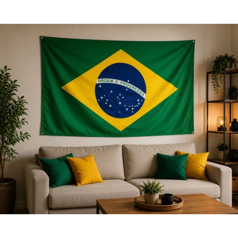Bandeira do Brasil Grande 1,00 X 1,45m Tecido Oxford Premium Para Parede Quarto Copa Decoração Para Copa do Mundo