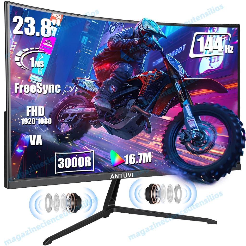 Monitor Gamer Curvo 23.8 3000r 144hz 1ms Com Alto-falante Full Hd Hdmi