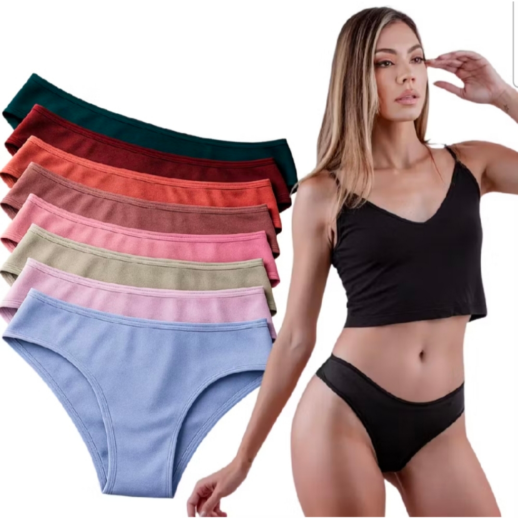 KIT CALÇINHA FEMININA PLUS SIZE EM ALGODAO ELASTICO REFORÇADO MODA FEMININA EM LINGERIE