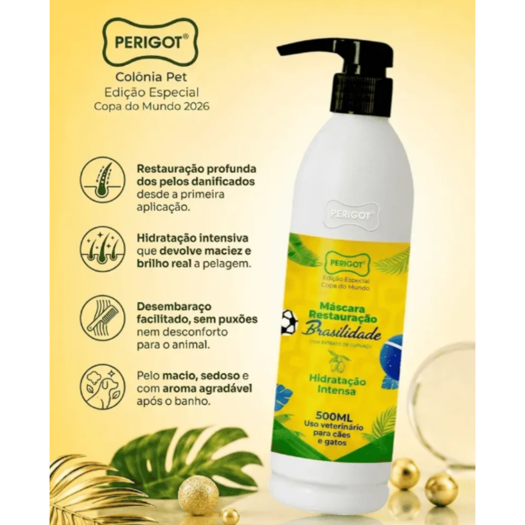 Máscara Hidratação Restauração Brasilidade Perigot 500ml Cão e Gatos