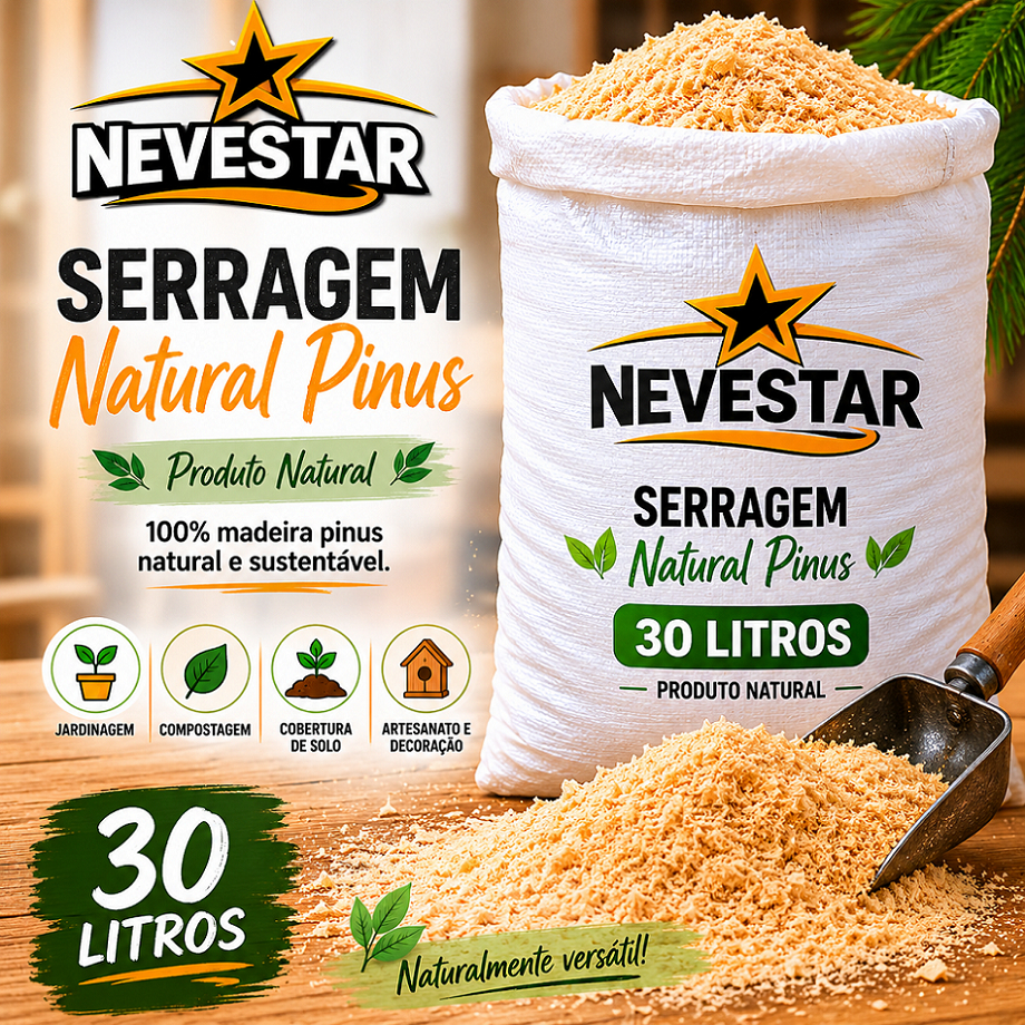 Serragem Natural Pinus 30 Litros Para Jardinagem Compostagem