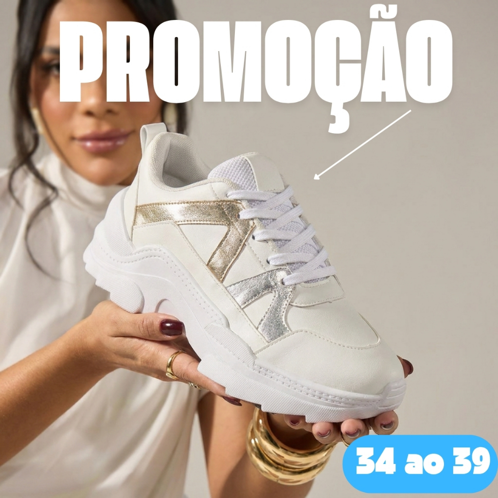 Tênis Feminino Sneaker Plataforma Tratorado Estiloso Confortável Dia a Dia Moderno Casual