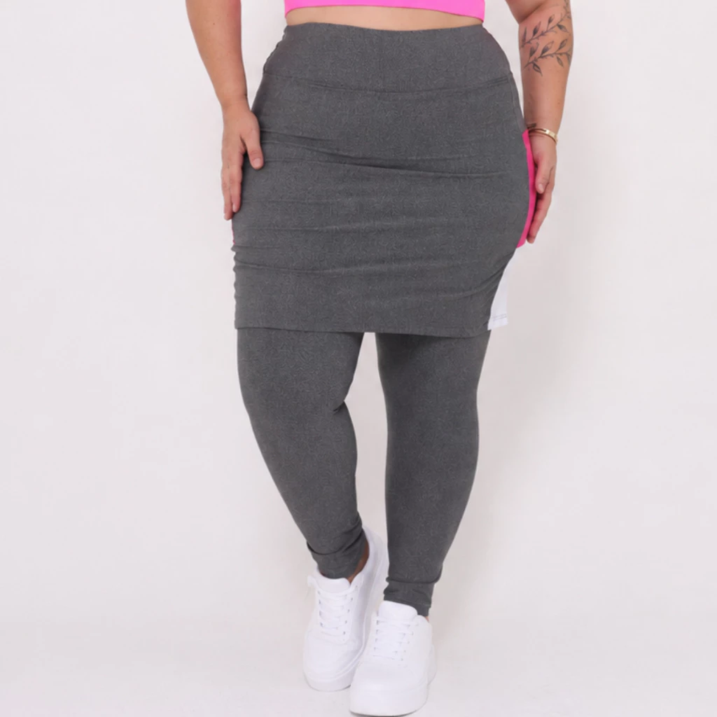 Calça saia academia legging com bolso suplex moda evangelica M ao G3 plus size