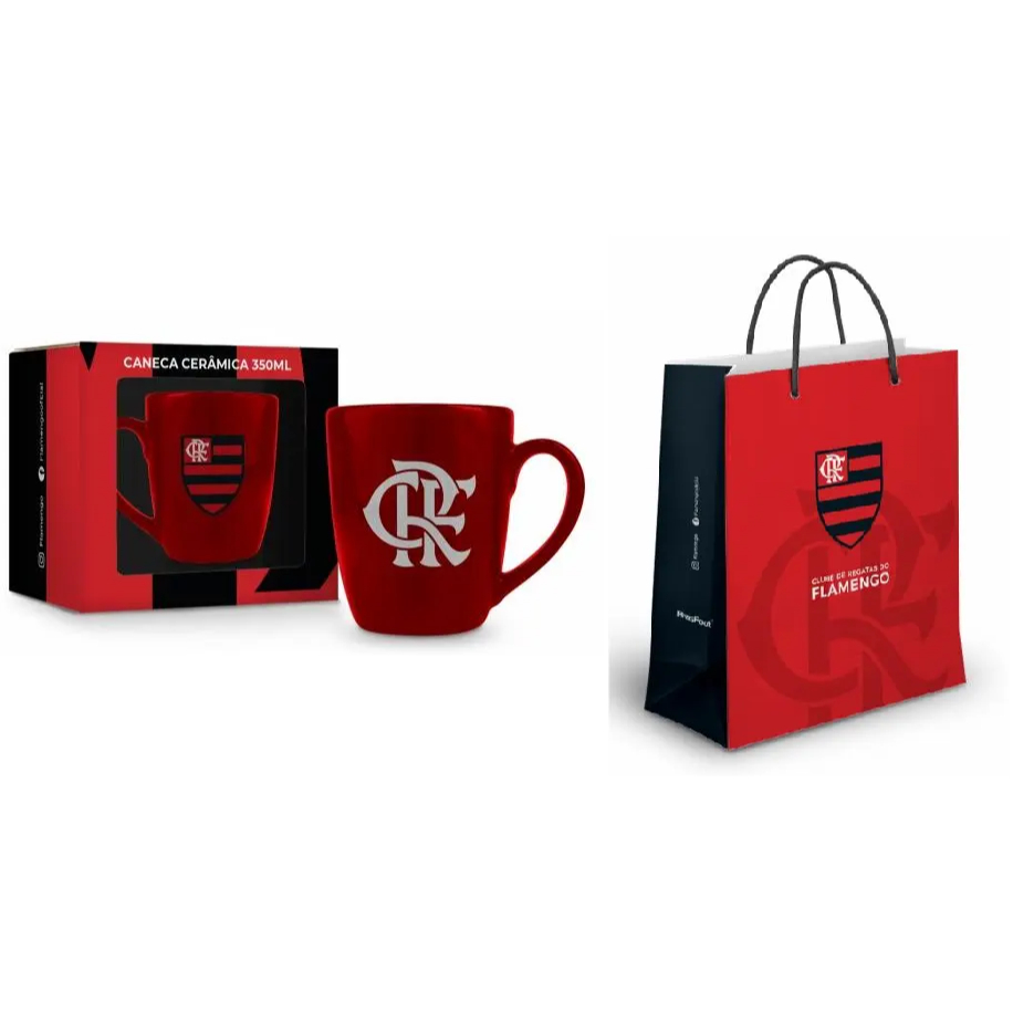 CANECA CER. FLAMENGO + SACOLA PRESENTES FLAMENGO